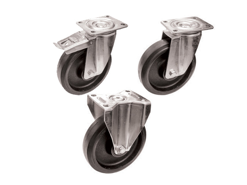 Rotelle in GHISA di ricambio RCS - RUOTE ELASTICHE nere con nucleo in ghisa e supporto - CARICHI PESANTI - RULLI PER CARRELLI - TRASPORTO - INDUSTRIALI Rotelle in GHISA di ricambio RCS - RUOTE ELASTICHE nere con nucleo in ghisa e supporto - CARICHI PESANTI - RULLI PER CARRELLI - TRASPORTO - INDUSTRIALI